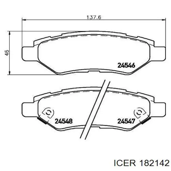 Колодки гальмові задні, дискові 182142 Icer