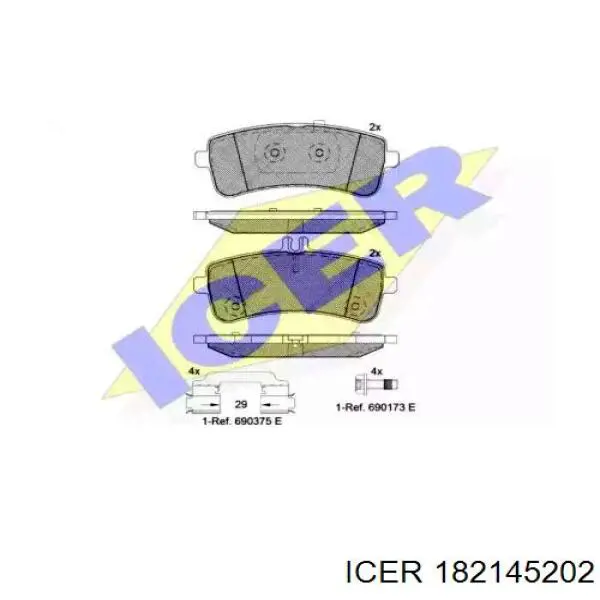 Колодки гальмові задні, дискові 182145202 Icer