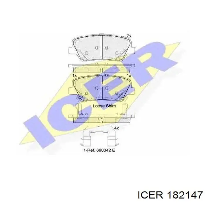 Колодки гальмівні передні, дискові 182147 Icer
