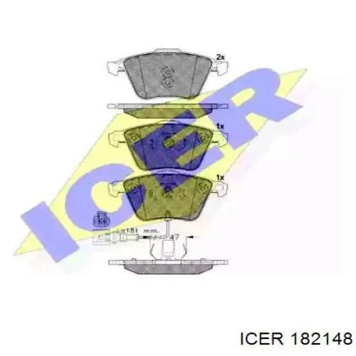 Колодки гальмівні передні, дискові 182148 Icer