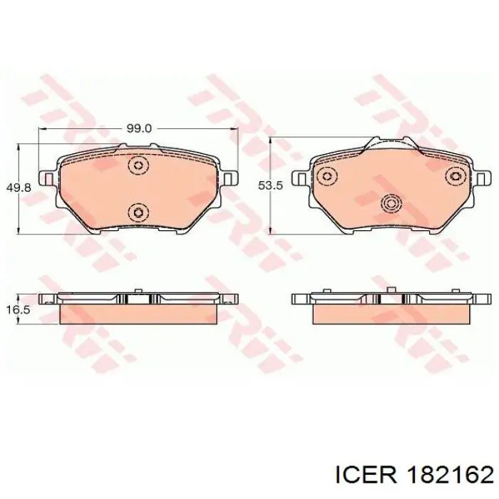 Задні гальмівні колодки 182162 Icer