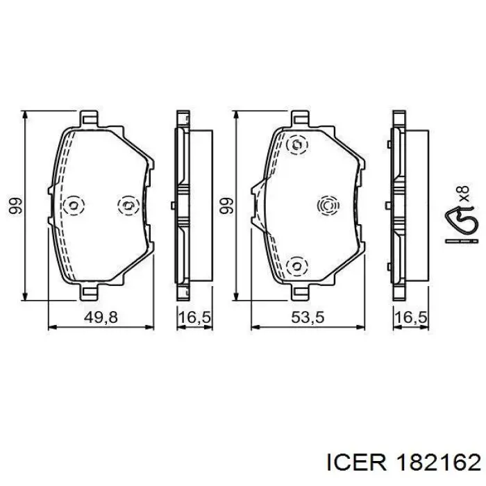 Задні дискові колодки Icer 182162