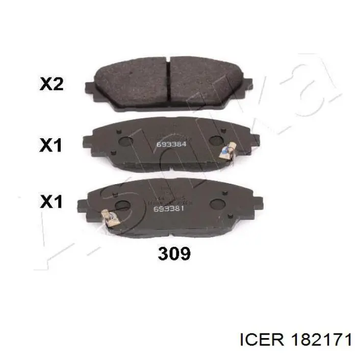 Передні тормозні колодки 182171 Icer