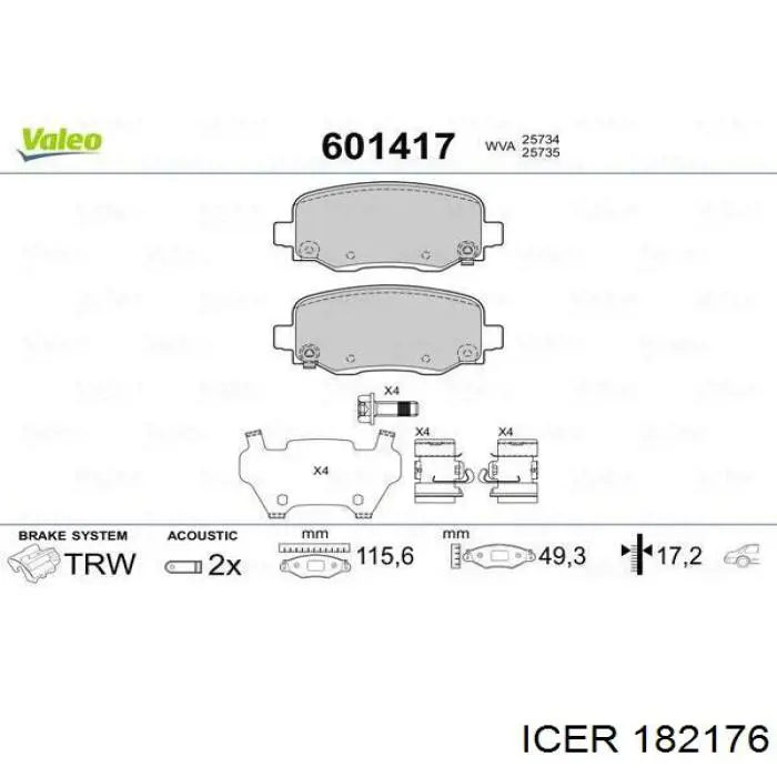 Задні гальмівні колодки Icer 182176 ціна, від 32.05 USD