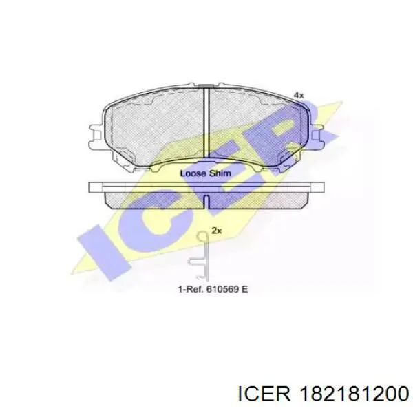 Колодки гальмівні передні, дискові 182181200 Icer