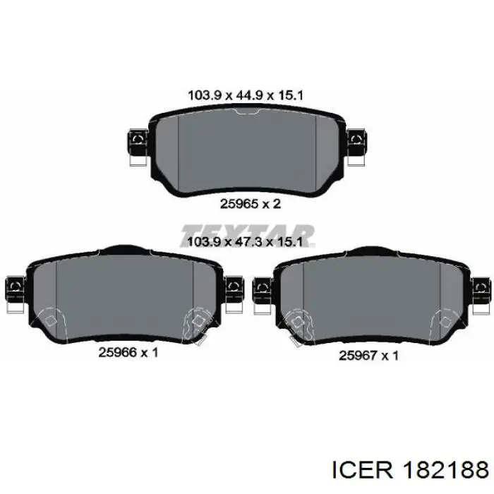 Колодки гальмові задні, дискові 182188 Icer