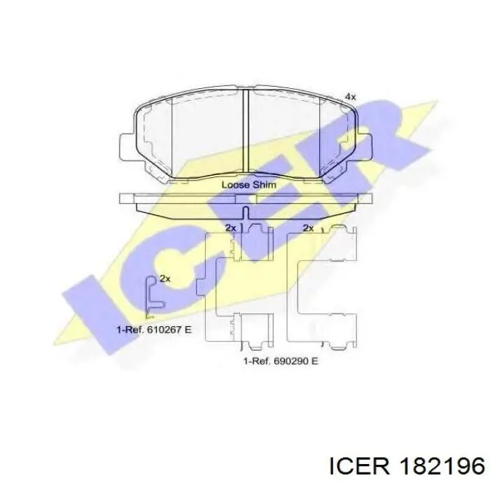 Колодки гальмівні передні, дискові 182196 Icer
