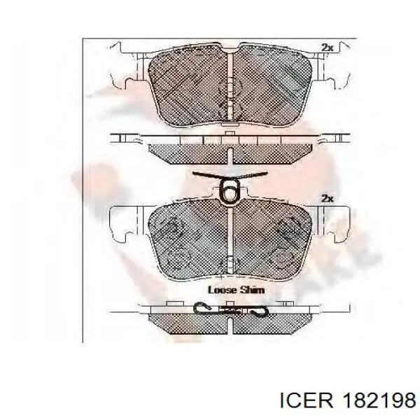 Колодки гальмові задні, дискові 182198 Icer