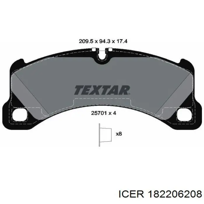 Колодки гальмівні передні, дискові 182206208 Icer