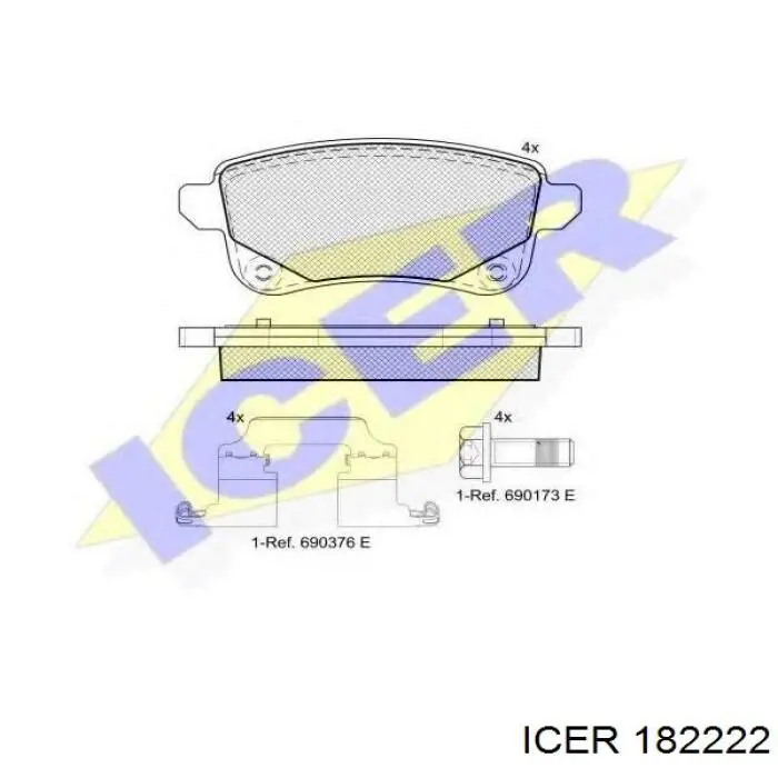 Колодки гальмові задні, дискові 182222 Icer