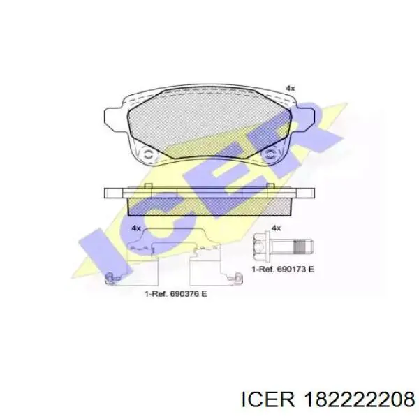 Колодки гальмові задні, дискові 182222208 Icer