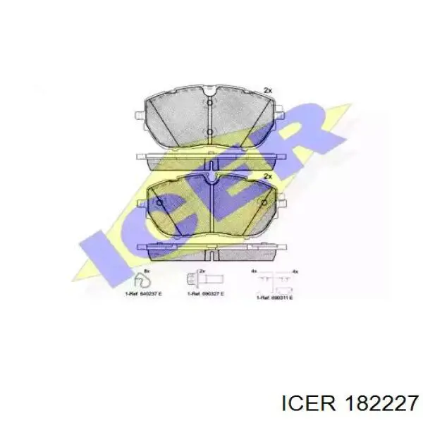 Колодки гальмівні передні, дискові 182227 Icer