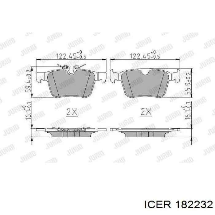 Задні гальмівні колодки Icer 182232 ціна, від 32.46 USD