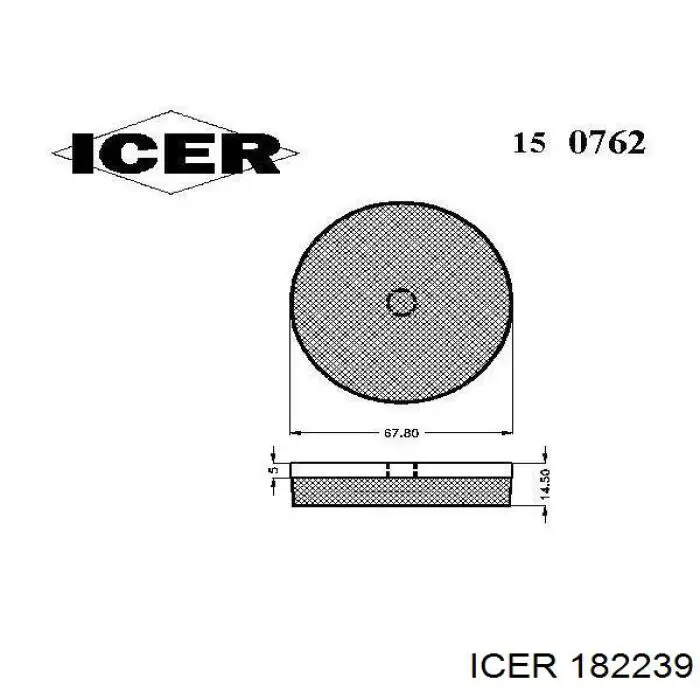 Купити 182239 Icer Колодки гальмівні передні, дискові