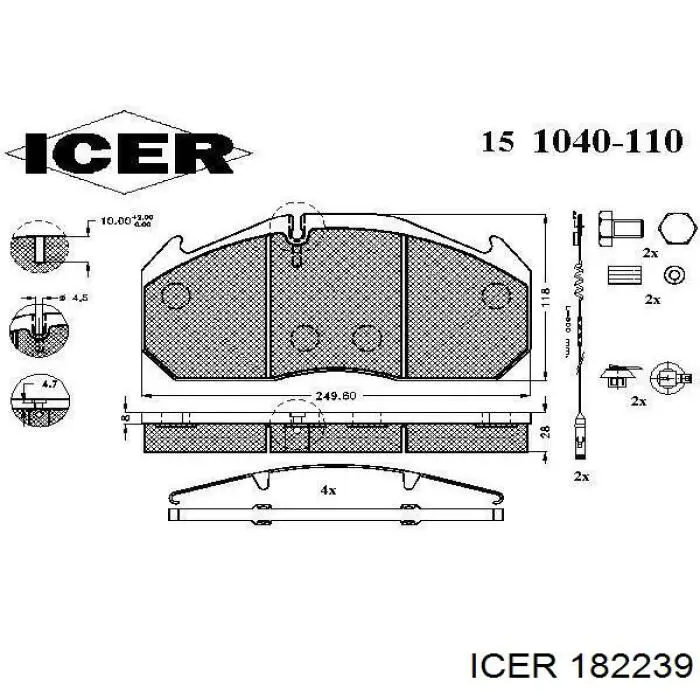 Гальмівні колодки Icer 182239 ціна, від 37.94 USD