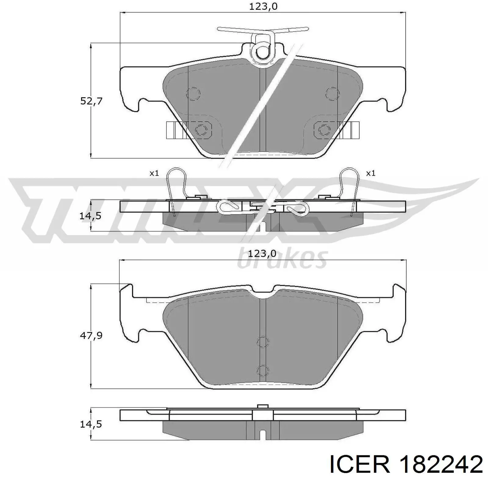 Колодки гальмові задні, дискові 182242 Icer