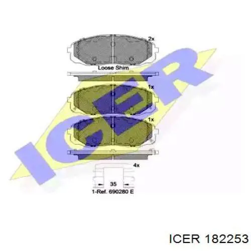 Купити 182253 Icer Колодки гальмівні передні, дискові