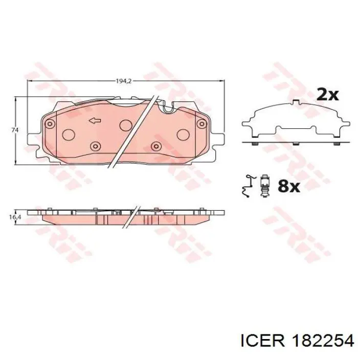 Передні тормозні колодки 182254 Icer