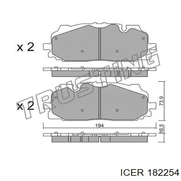 Колодки гальмівні передні, дискові 182254 Icer