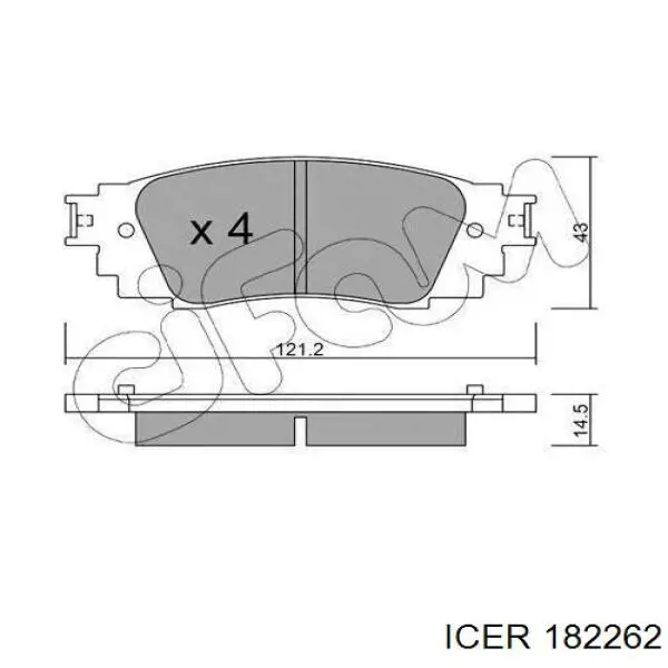 Задні гальмівні колодки 182262 Icer