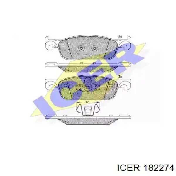 Колодки гальмівні передні, дискові 182274 Icer