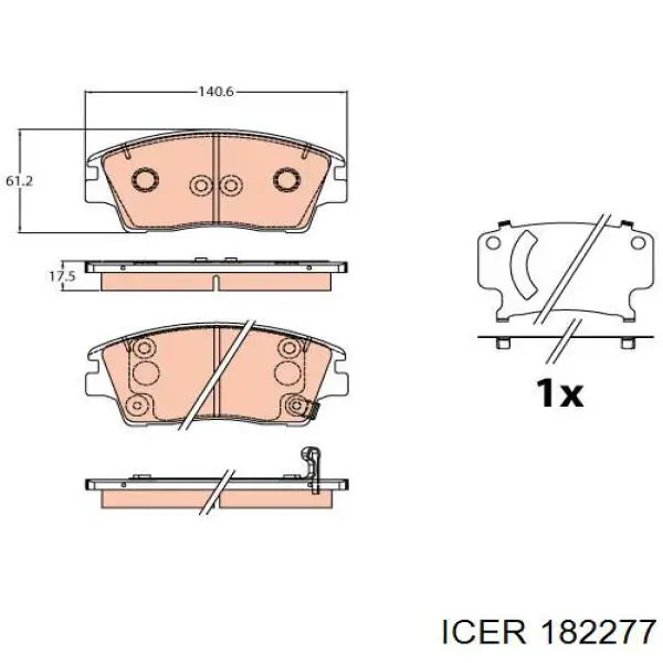 Колодки гальмівні передні, дискові 182277 Icer