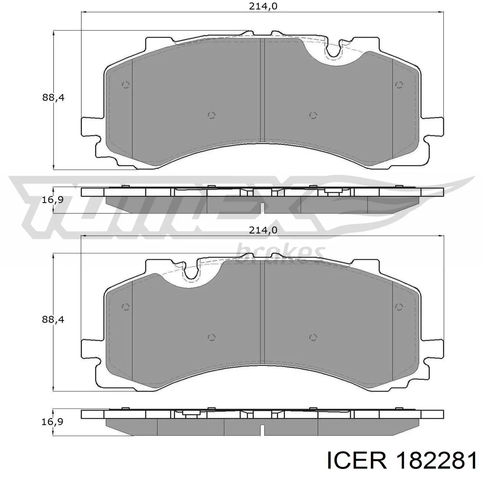 Колодки гальмівні передні, дискові 182281 Icer