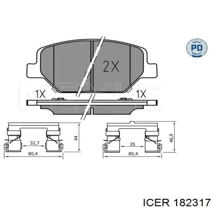 Купити 182317 Icer Колодки гальмівні передні, дискові