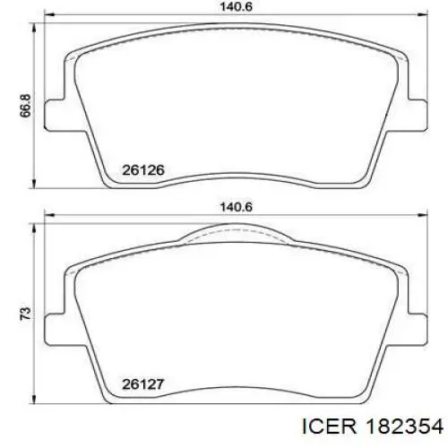 Купити 182354 Icer Колодки гальмівні передні, дискові