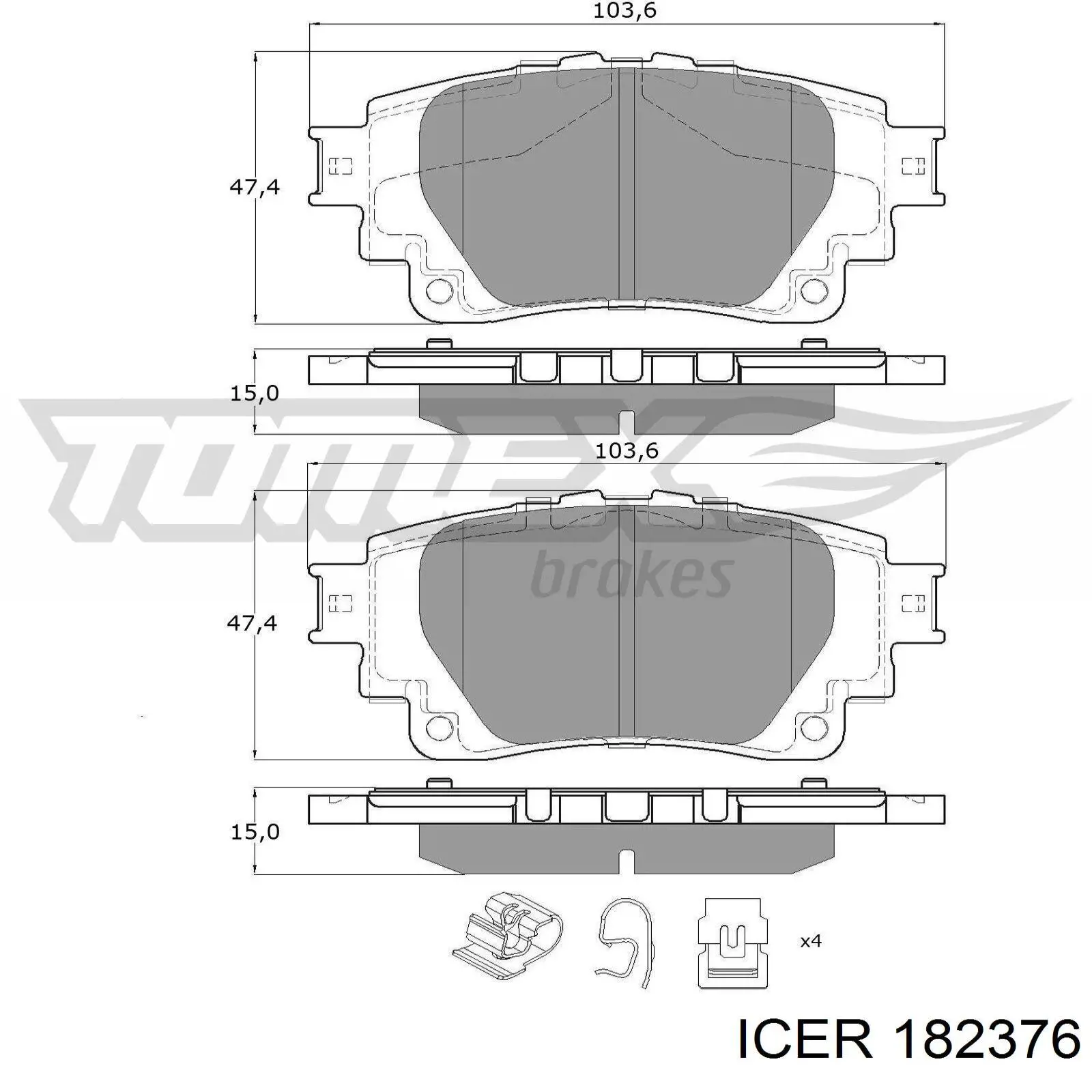 Колодки гальмові задні, дискові 182376 Icer