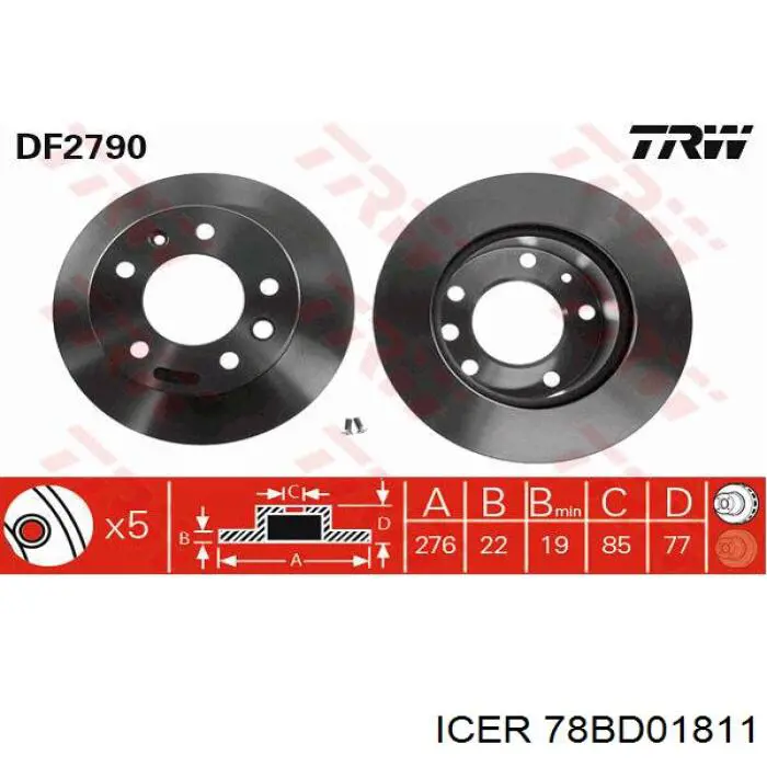 Гальмівні диски передні 78BD01811 Icer