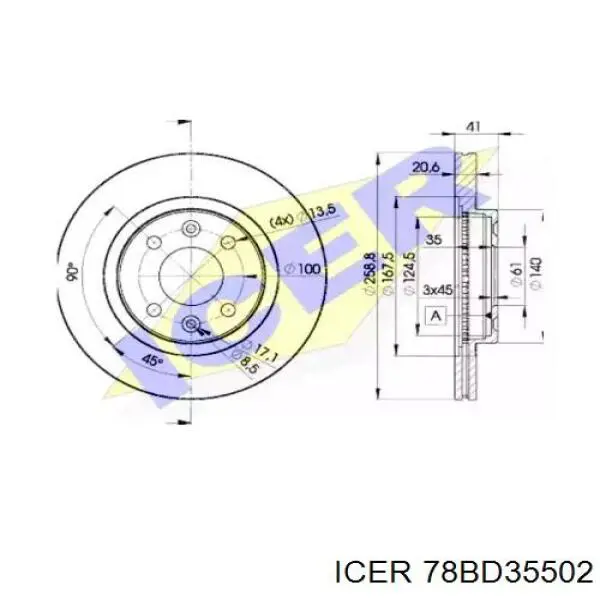 Гальмівні диски передні 78BD35502 Icer