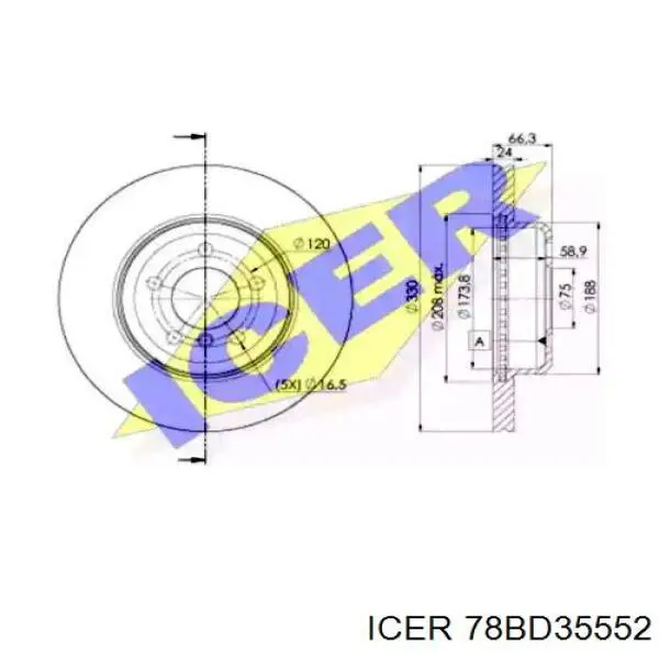 78BD35552 Icer Гальмо дискове переднє