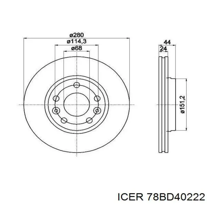 78BD40222 Icer Гальмо дискове переднє