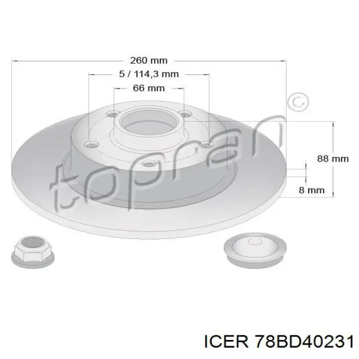Купити 78BD40231 Icer Диск заднього гальма