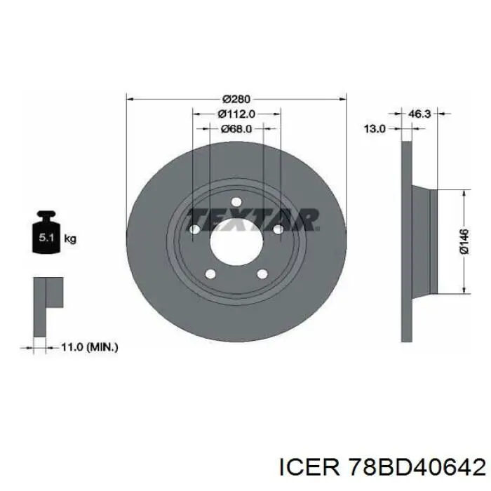 Гальмівні диски передні 78BD40642 Icer