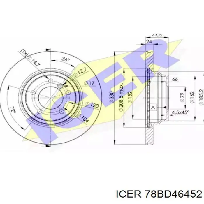 78BD46452 Icer Гальмо дискове переднє