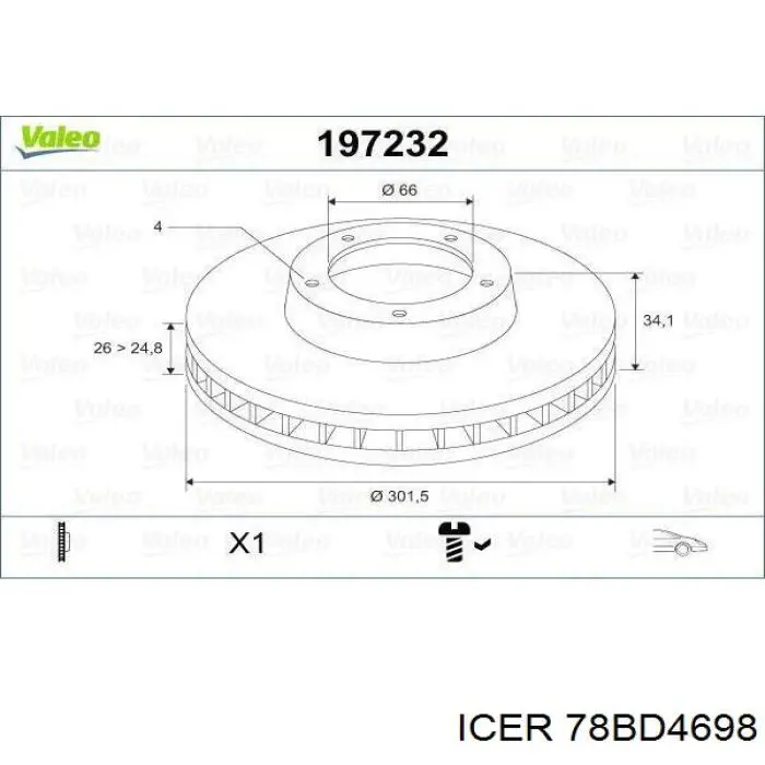 Диск гальмівний передній 78BD4698 Icer