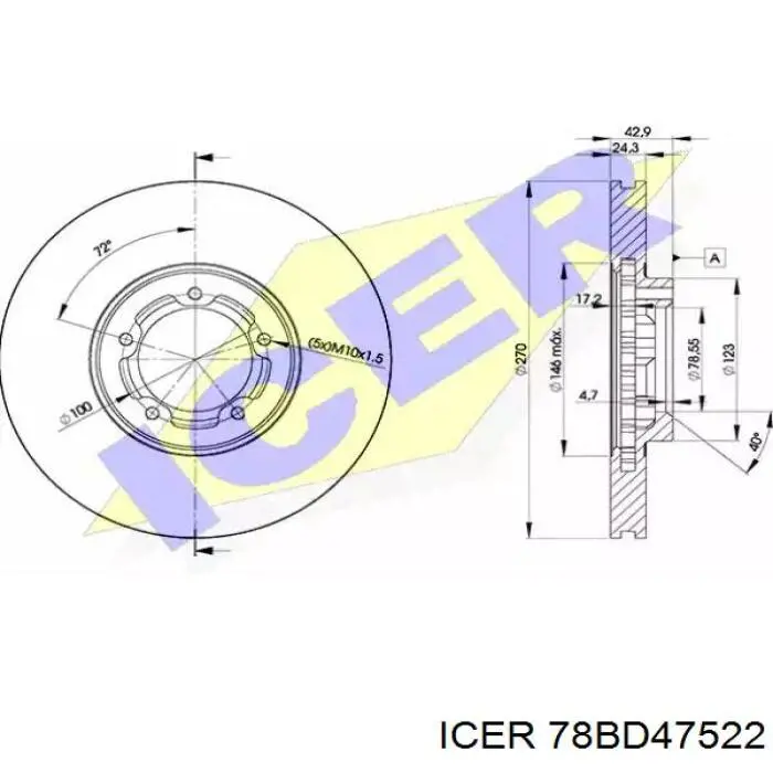 Диск переднього гальма Icer 78BD47522 ціна, від 38.06 USD