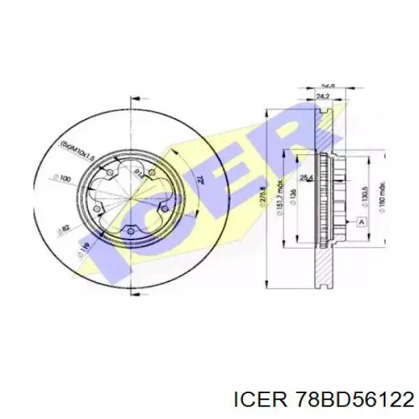 Диск гальмівний передній 78BD56122 Icer