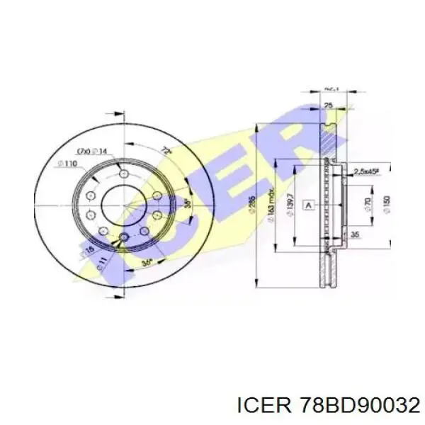 Гальмівні диски передні 78BD90032 Icer