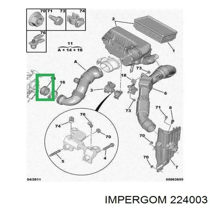 Прокладка турбіни, гнучка вставка Impergom 224003 ціна, від 3.47 USD