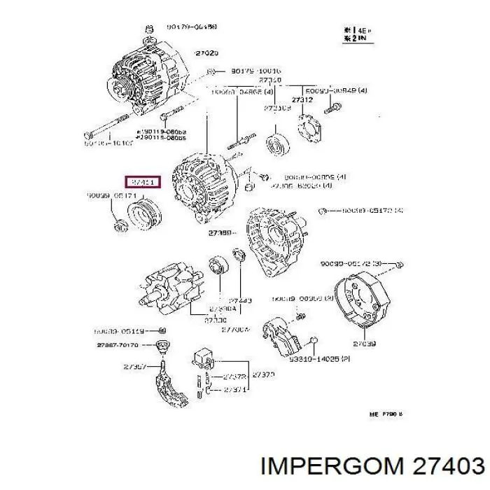 Подушка (опора) двигуна, права 27403 Impergom