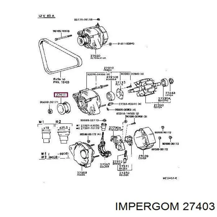 Купити 27403 Impergom Подушка (опора) двигуна, права