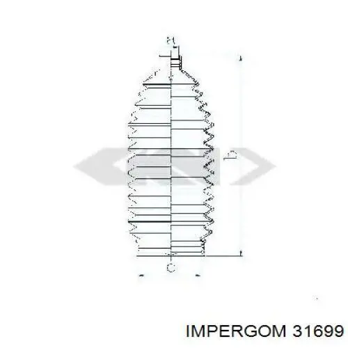 Пильник рульової тяги Impergom 31699 ціна, від 4.56 USD