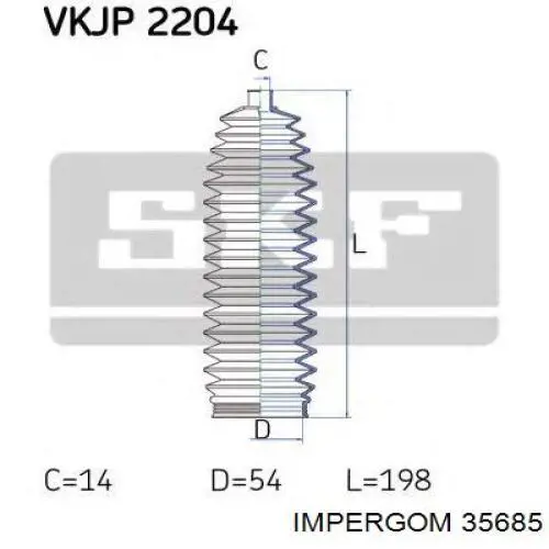 Пильник рульової рейки 35685 Impergom