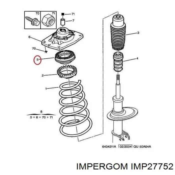 Підшипник опорний амортизатора, переднього IMP27752 Impergom