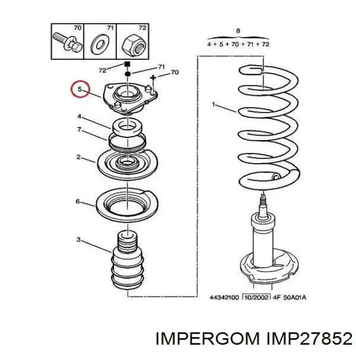 IMP27852 Impergom опора амортизатора переднього лівого