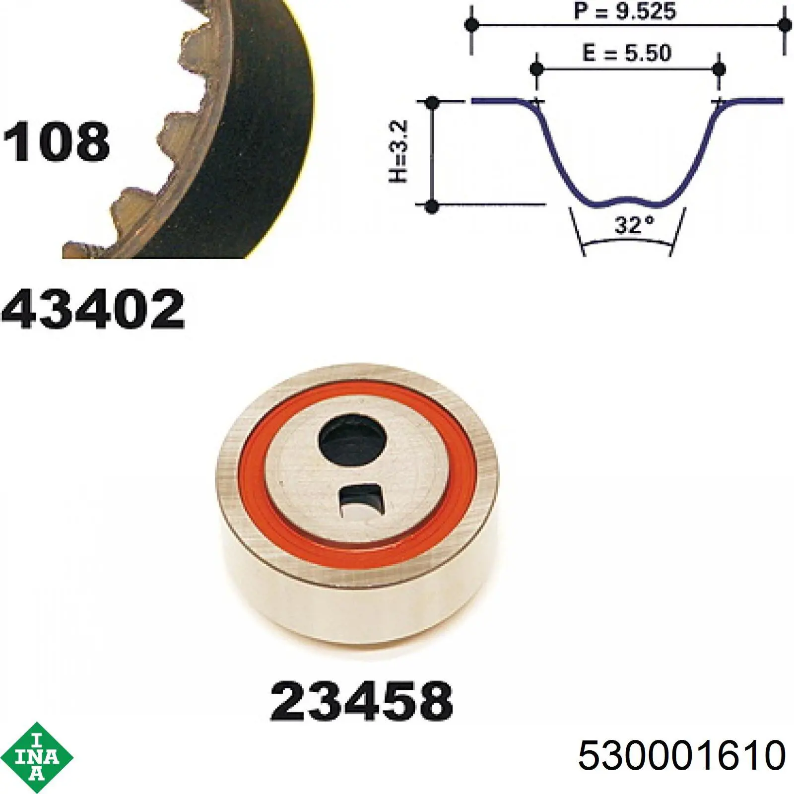 Комплект ГРМ INA 530001610 ціна, від 26.55 USD