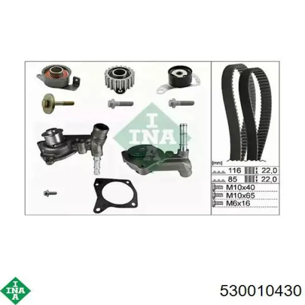 Комплект ГРМ INA 530010430 ціна, від 179.48 USD